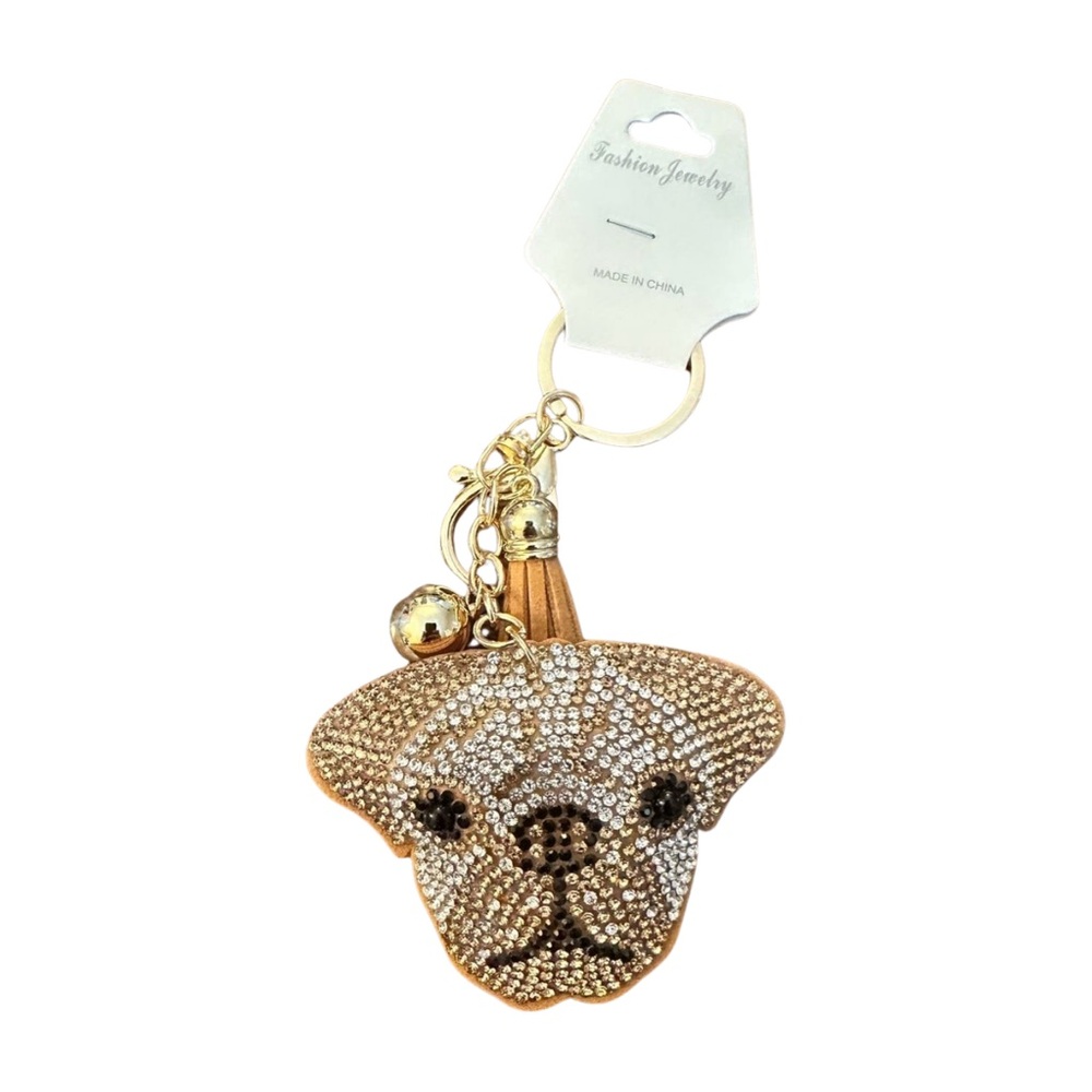 Brown and‎ Gold Dog Keychain